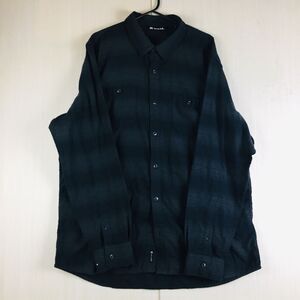TRAVIS MATHEW Men's Black and Gray Plaid Long Sleeve Fleece Shirt Size XXL 2XL